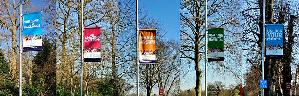 Mike Higgs | Large Format | Oaklands College Lamp Post Pennants